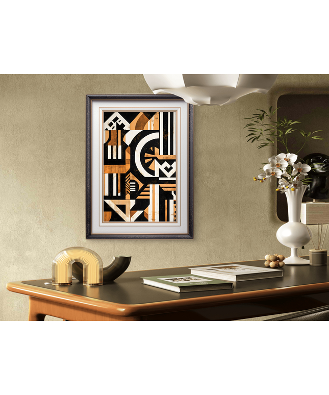 Abstract African Geometric Wall Art Print, Modern Tribal Poster, Afrocentric Home Decor, Black & Terracotta Art, Minimalist Living Room Wall Art