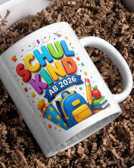 Schulkind 2026 Geschenkset | Personalisiertes T-Shirt & Tasse mit Name