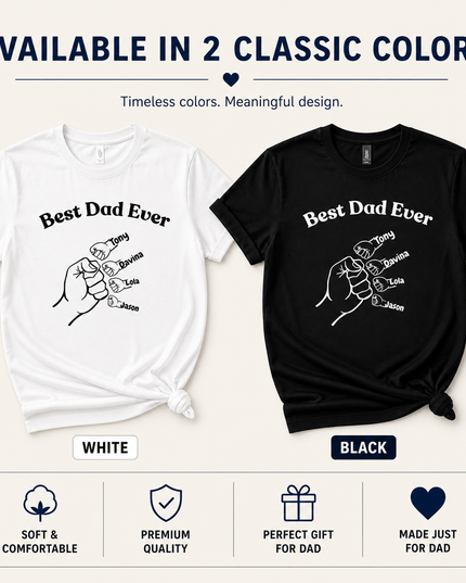 Best Dad Ever Personalized Shirt | Custom Dad Gift with Kids Names