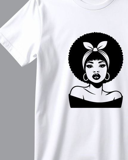 Afro Hair Woman T-Shirt, Black Girl Graphic Tee, Natural Hair Shirt, Afrocentric Fashion, Melanin Pride Tee, Gift for Her