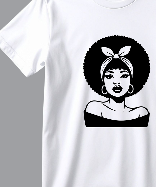 Afro Hair Woman T-Shirt, Black Girl Graphic Tee, Natural Hair Shirt, Afrocentric Fashion, Melanin Pride Tee, Gift for Her