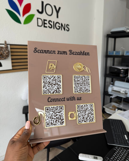 Alt: Personalisierbares Acryl QR-Code Zahlungsschild für Salon