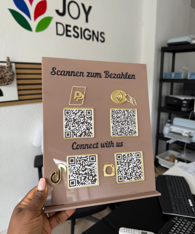 Alt: Personalisierbares Acryl QR-Code Zahlungsschild für Salon