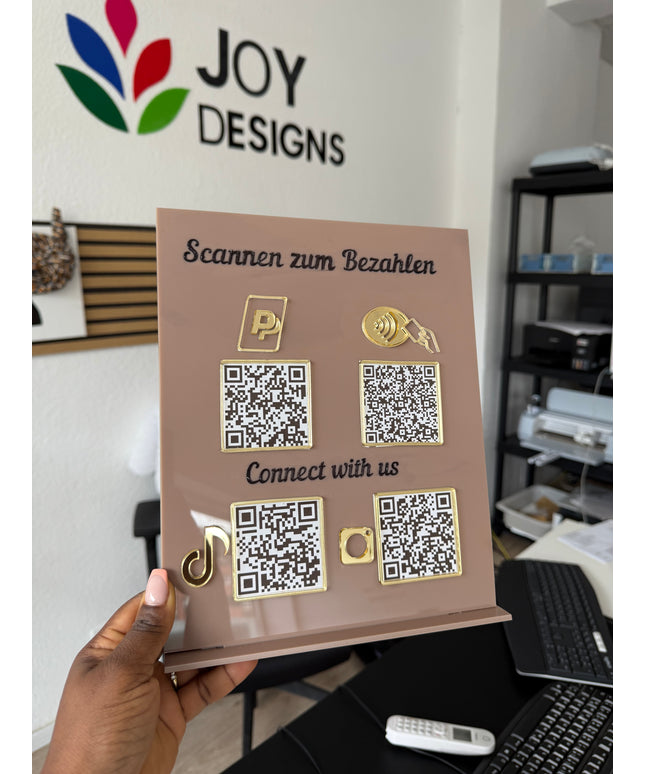 Alt: Personalisierbares Acryl QR-Code Zahlungsschild für Salon