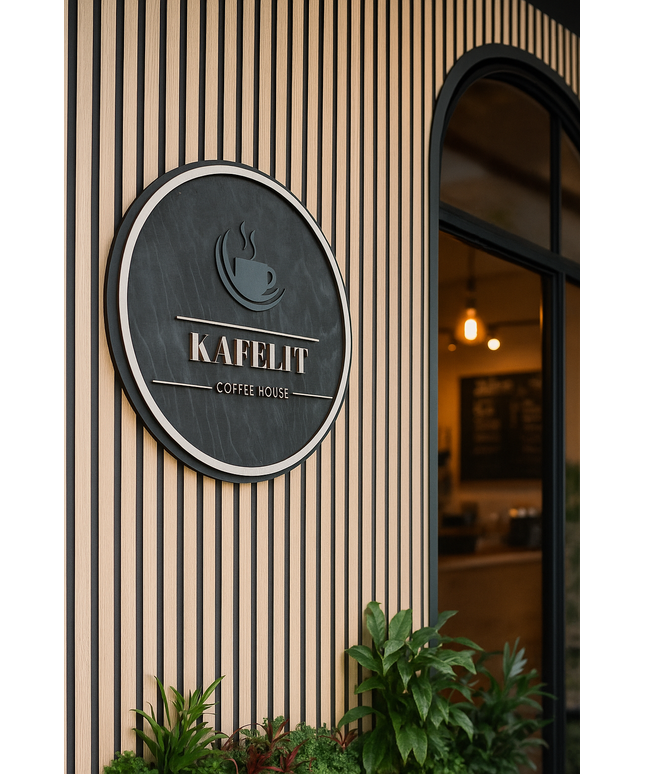 3D Holzschild mit Logo | Personalisiertes Wandschild