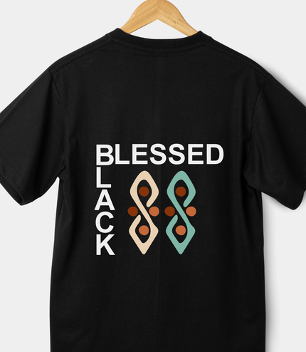 Schwarzes T-Shirt und Kapuzenpullover mit kurzen Ärmeln für Unisex Blessed and Black