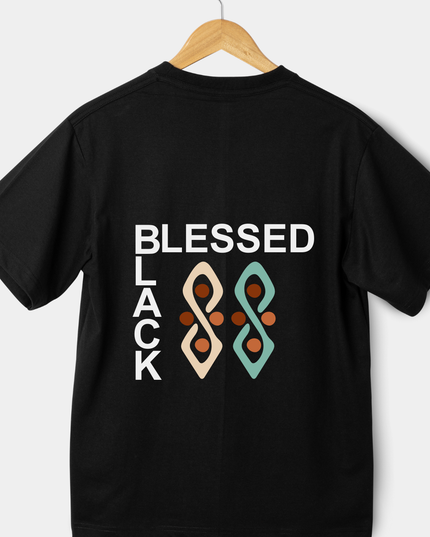Schwarzes T-Shirt und Kapuzenpullover mit kurzen Ärmeln für Unisex Blessed and Black