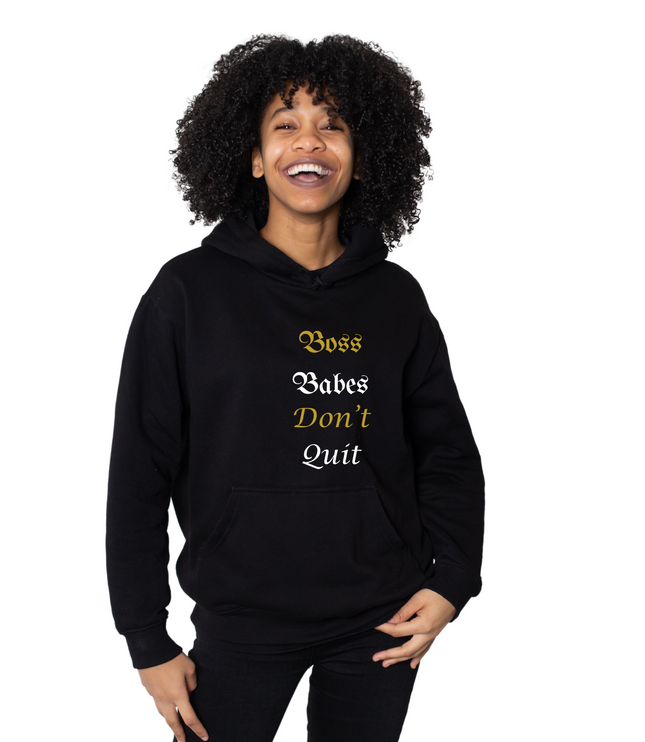 Kurzarm-T-Shirt und Kapuzenpullover in Schwarz. Boss Babes geben nicht auf