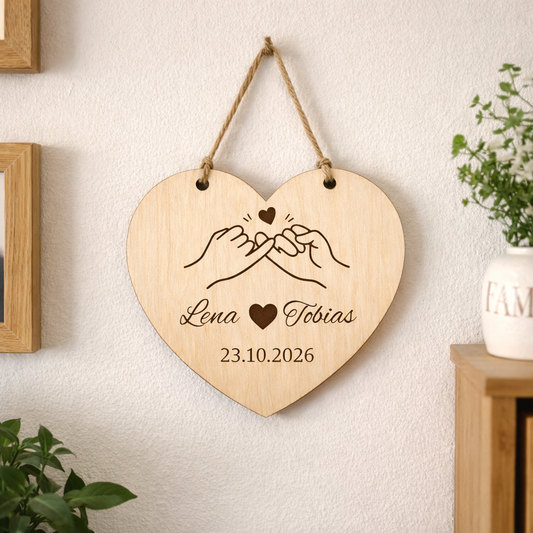 Individuelle Geschenk für Paare – Holzherz Hochzeitsgeschenk – Valentinstagsgeschenk – Romantische  deko Verlobungsgeschenk – Jahrestag