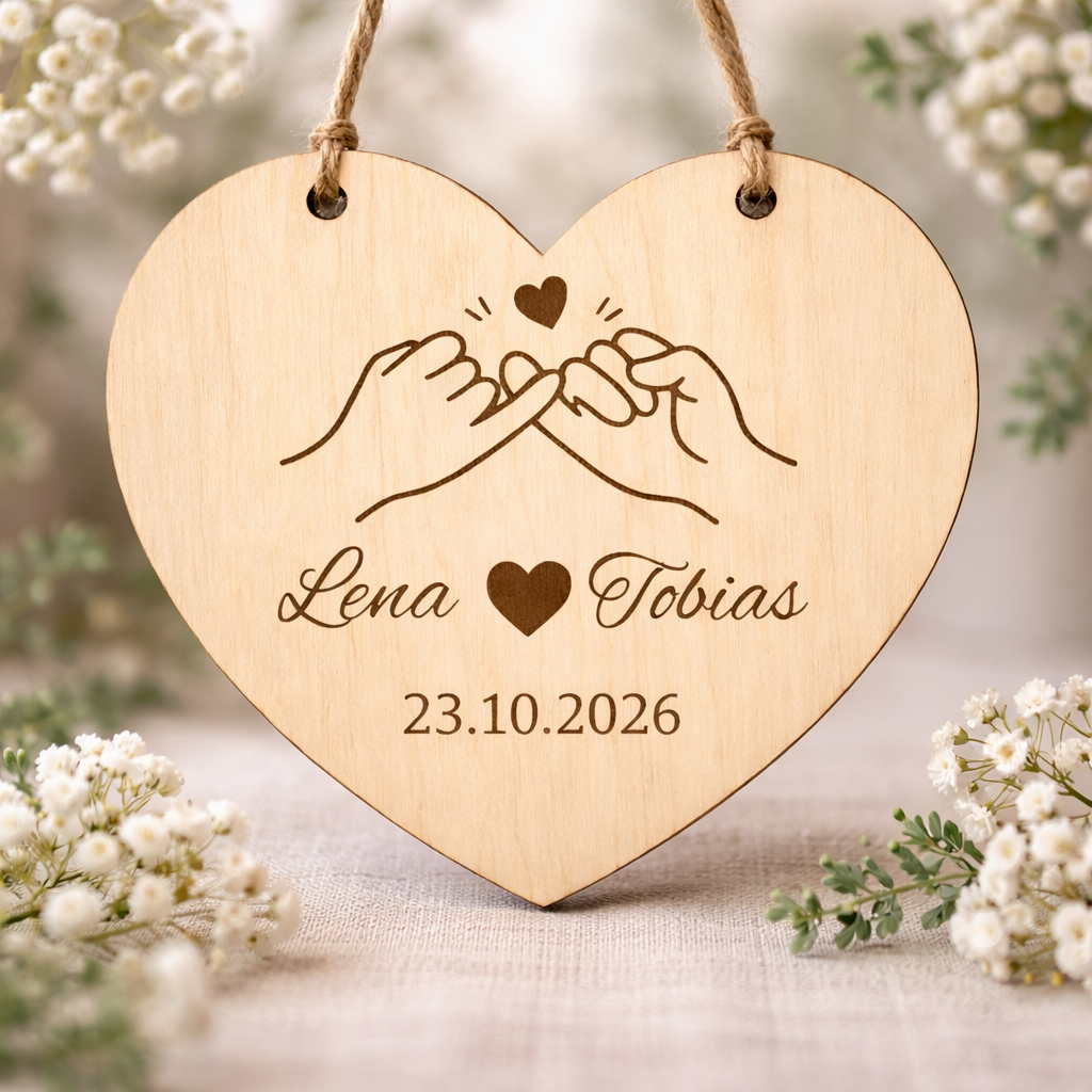 Individuelle Geschenk für Paare – Holzherz Hochzeitsgeschenk – Valentinstagsgeschenk – Romantische  deko Verlobungsgeschenk – Jahrestag