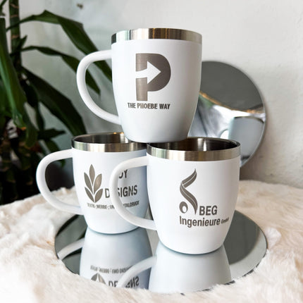 Edelstahlbecher mit Lasergravur – individuelles Unternehmensdesign