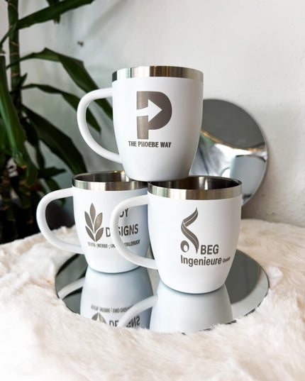 Edelstahlbecher mit Lasergravur – individuelles Unternehmensdesign