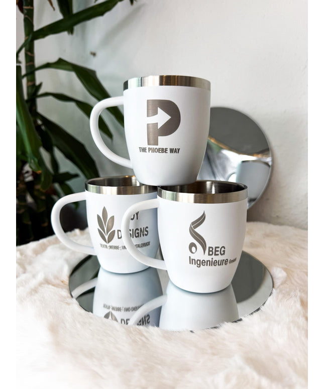 Edelstahlbecher mit Lasergravur – individuelles Unternehmensdesign