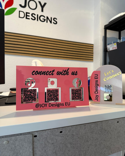 individuelles qr code schild acryl für salons