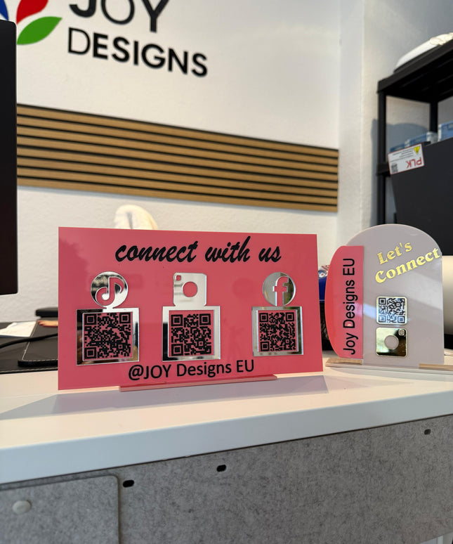 individuelles qr code schild acryl für salons