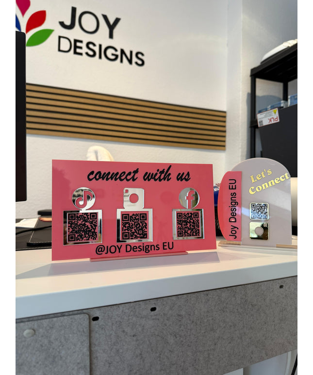 individuelles qr code schild acryl für salons
