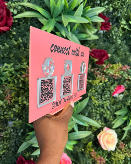 Individuelles Acryl QR-Code Schild – Let’s Connect | Social Media Display für dein Business