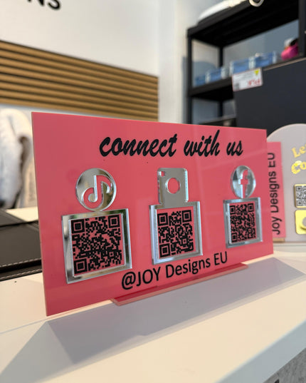 lets connect schild mit qr codes für kunden