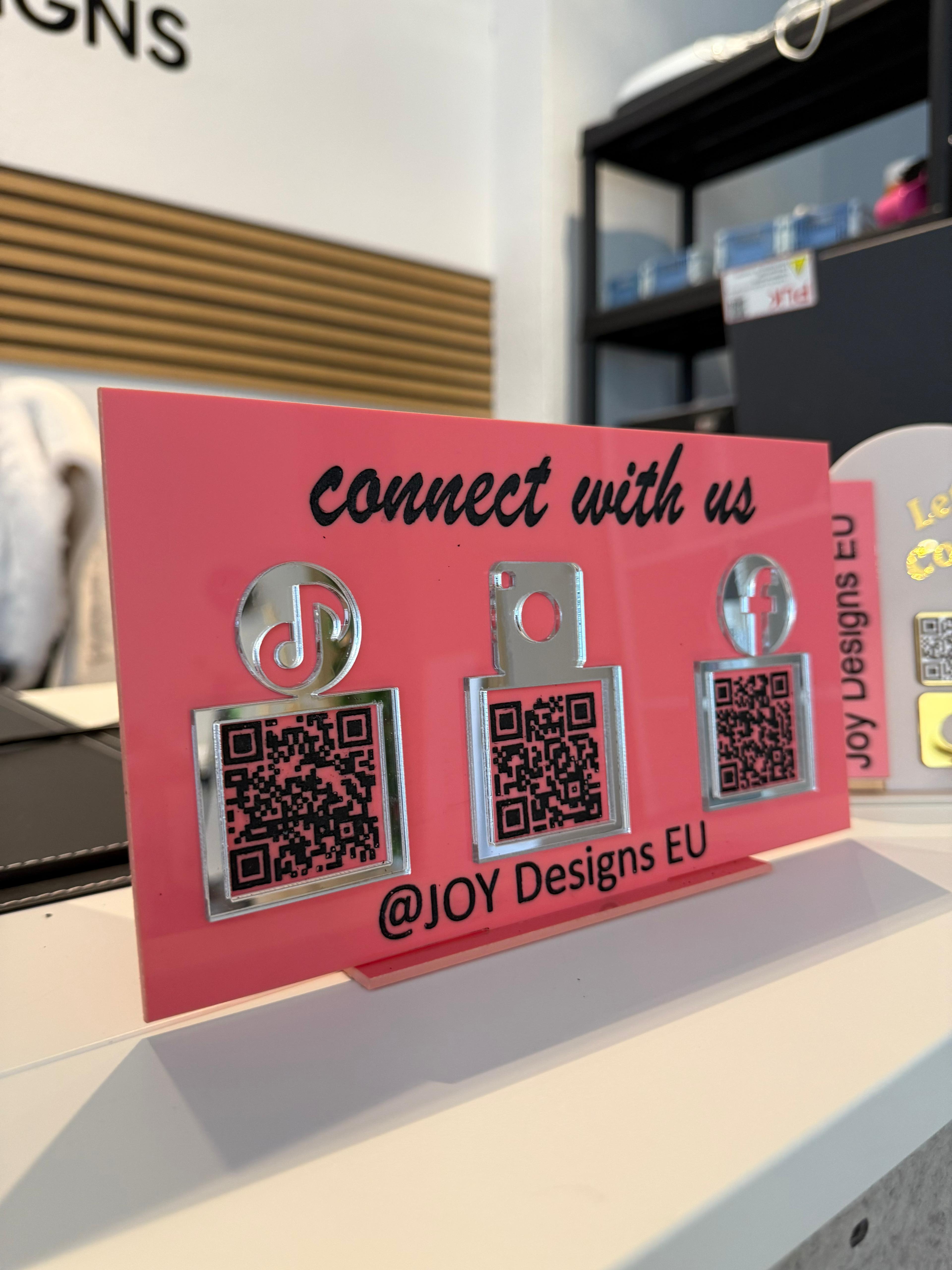 lets connect schild mit qr codes für kunden