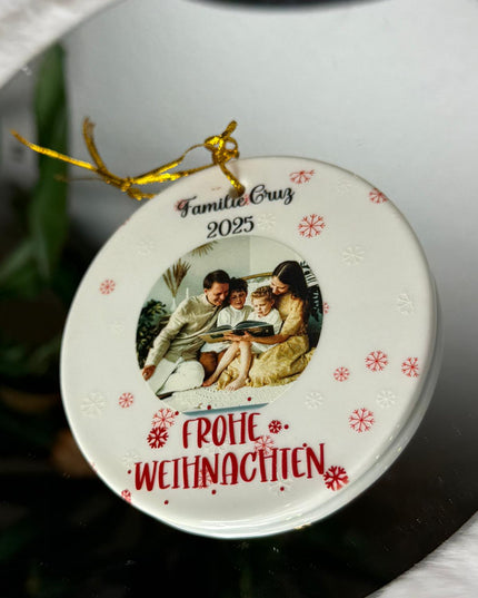 Personalisiertes Weihnachtsornament mit Foto – Keramik