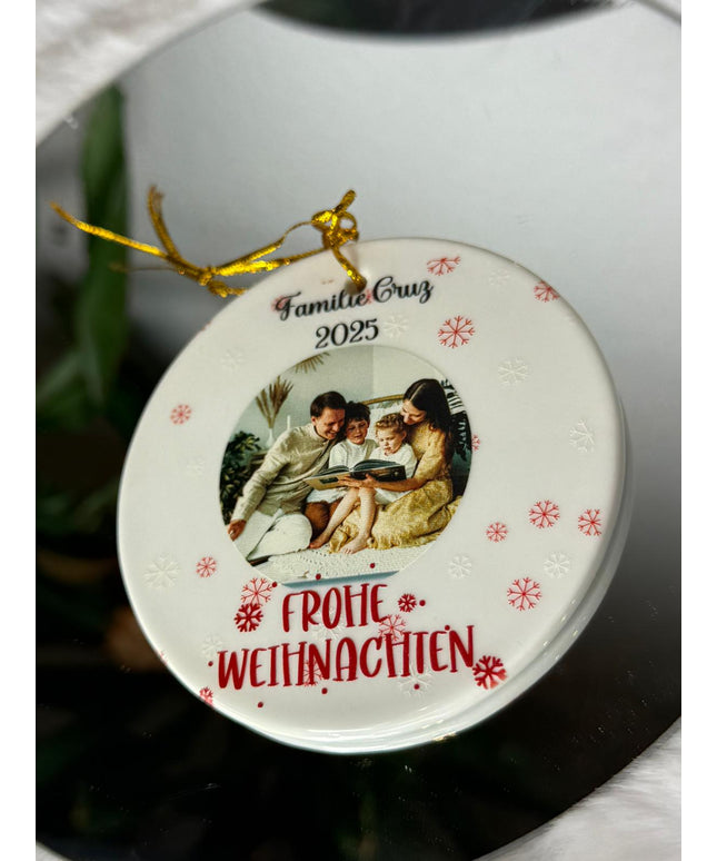 Personalisiertes Weihnachtsornament mit Foto – Keramik