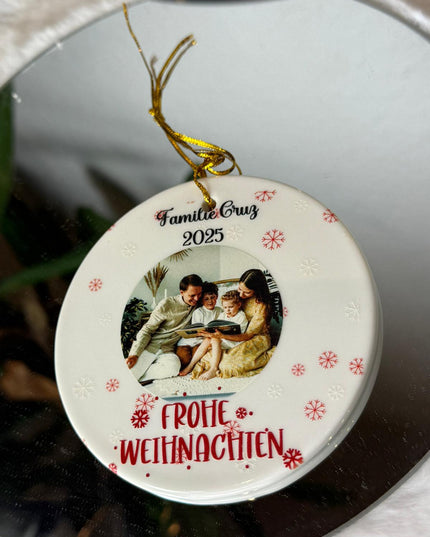 Personalisiertes Weihnachtsornament mit Foto – Keramik