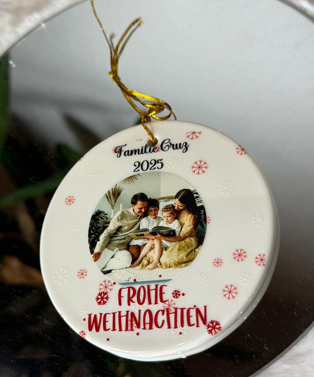 Personalisiertes Weihnachtsornament mit Foto – Keramik