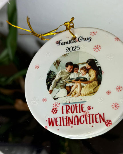 Personalisiertes Weihnachtsornament mit Foto – Keramik