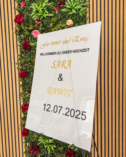 ✨ Personalisierte willkommen Hochzeitsschilder aus Acryl, Holz & Digitaldruck | Joy Designs