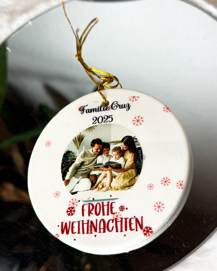 Personalisiertes Weihnachtsornament mit Foto – Keramik
