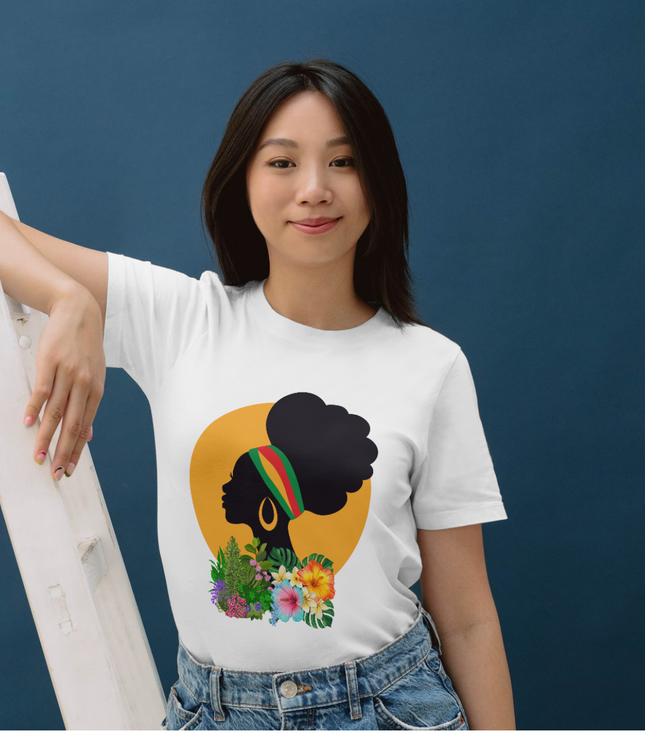 Traditional African Woman T-Shirt – Afrocentric Art Tee for Women | Black Heritage Shirt