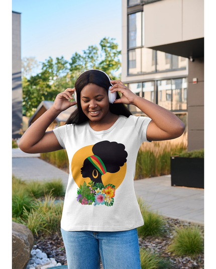 Traditional African Woman T-Shirt – Afrocentric Art Tee for Women | Black Heritage Shirt