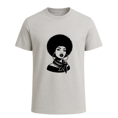 Afro Girl T-Shirt – Schwarze Kunst Illustration auf hellem Shirt