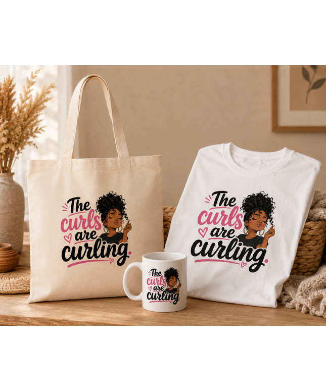 Curl Culture Bundle Set | Graphic Tee, Tote Bag & Mug Collection