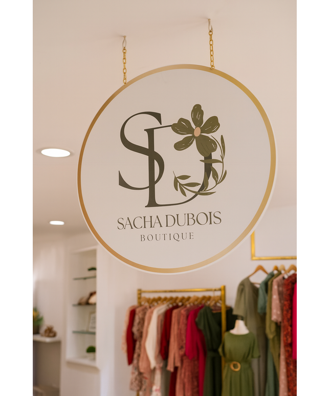 Rundes Digitaldruck-Schild | Individuelle Firmenschilder für Boutiquen & Unternehmen