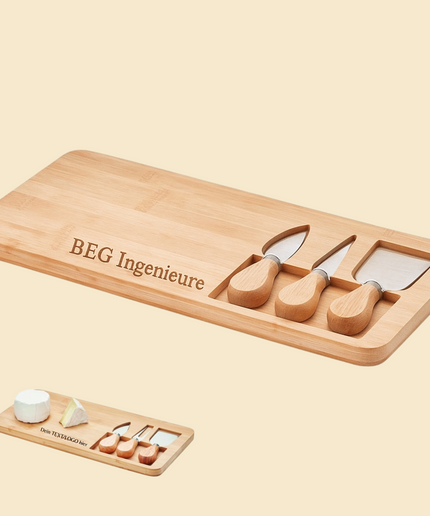 Elegantes Bambus-Käsebrett-Set mit Gravur – das perfekte personalisierte Geschenk für Chef, Kollegen oder Geschäftspartner. Nachhaltig, stilvoll