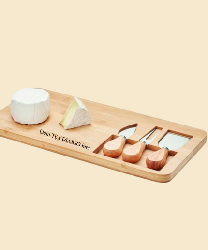 Elegantes Bambus-Käsebrett-Set mit Gravur – das perfekte personalisierte Geschenk für Chef, Kollegen oder Geschäftspartner. Nachhaltig, stilvoll