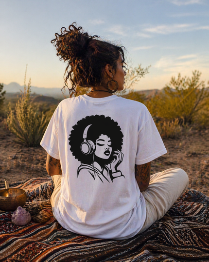 Afro Hair Woman T-Shirt, Black Girl Graphic Tee, Natural Hair Shirt, Afrocentric Fashion, Melanin Pride Tee, Gift for Her