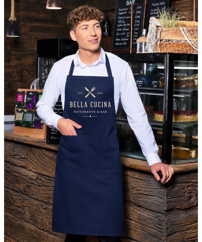 Latzschürze mit Logo bedrucken | Gastronomie- & Service-Schürzen