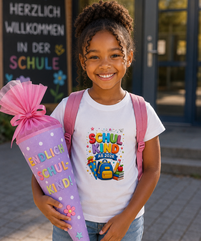 Schulkind 2026 T-Shirt personalisiert | Einschulung Shirt