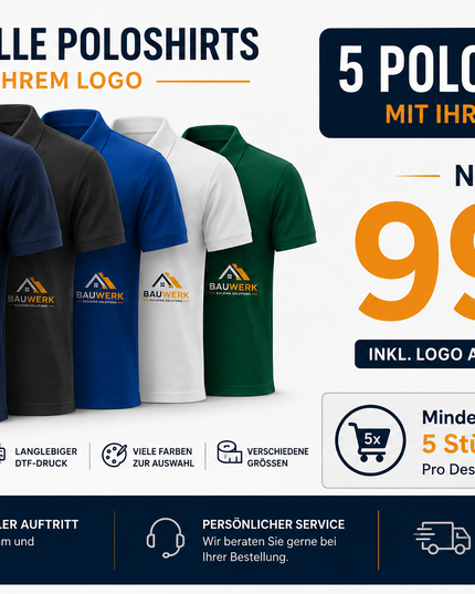 Individuell bedrucktes Poloshirt mit Logo | Firmenkleidung & Vereinskleidung