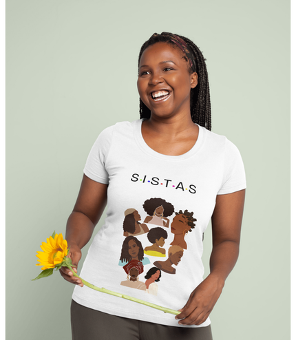 SISTAS Traditional African Woman T-Shirt – Afrocentric Art Tee for Women | Black Heritage Shirt