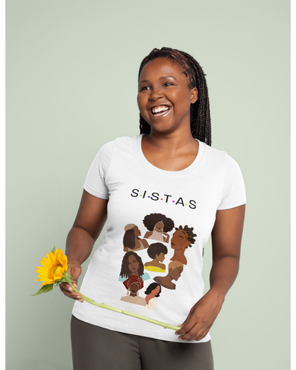 SISTAS Traditional African Woman T-Shirt – Afrocentric Art Tee for Women | Black Heritage Shirt