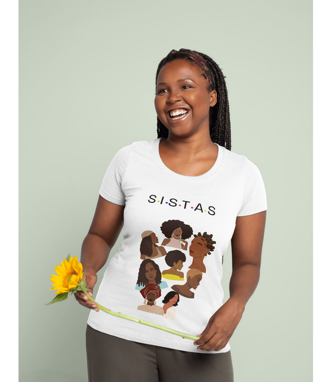 SISTAS Traditional African Woman T-Shirt – Afrocentric Art Tee for Women | Black Heritage Shirt